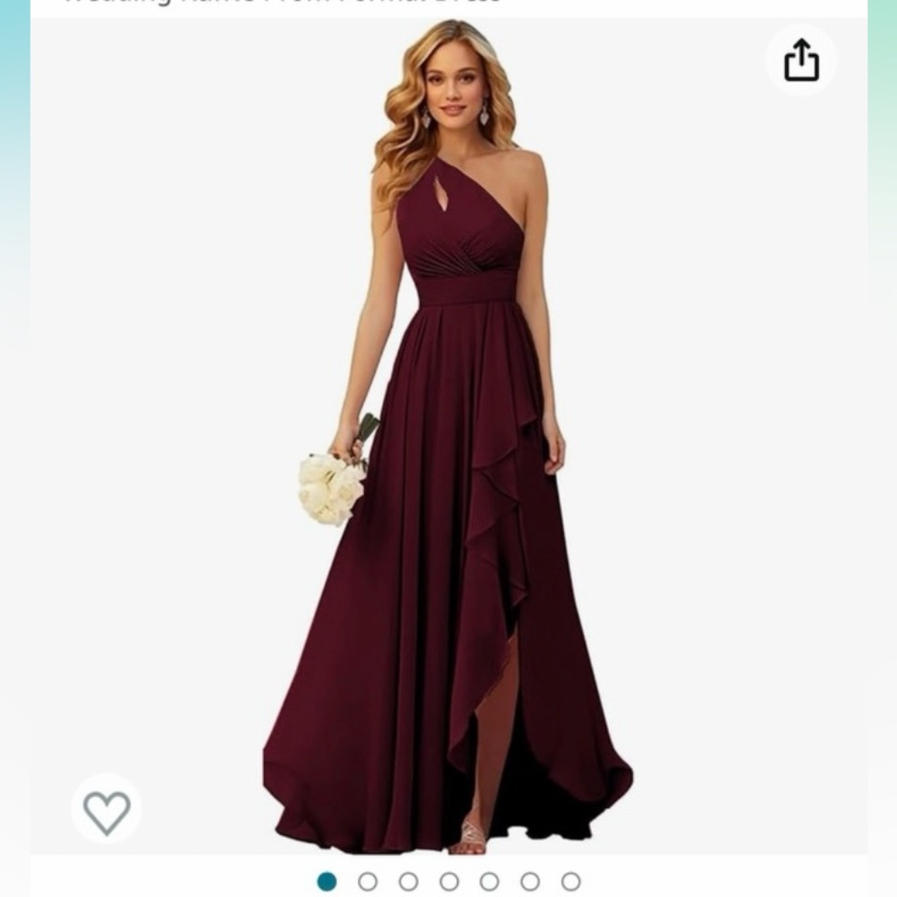 Elegant Burgundy One-Shoulder Evening Gown